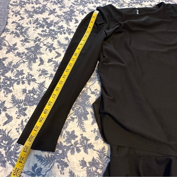 T Fe Vtg. Stunning Polyester Three Tiered Side Tie Long Sheer Sleeve Dress Sz 16 - Picture 15 of 16